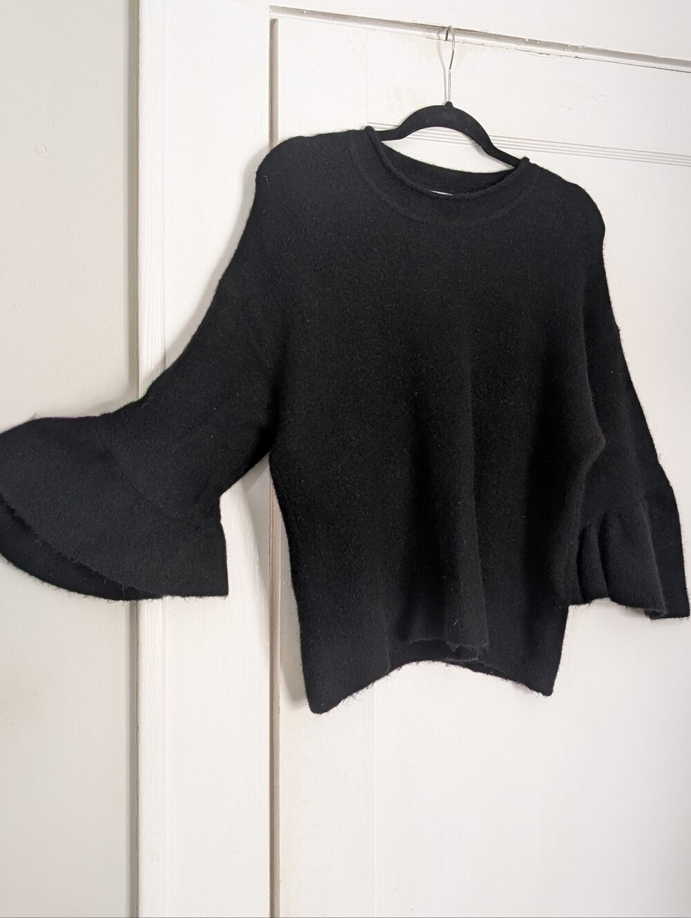 3.1 Phillip Lin Wool, Alpaca Blend Black Top Bell Sleeve Women's Sz M Cozy Luxe